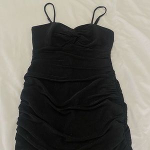 Ruched Black Sparkly Dress